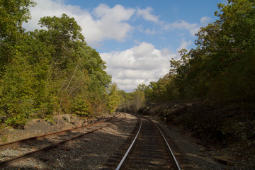 Fototapeta premium Railroad Tracks Running Through Appalachian Mountains