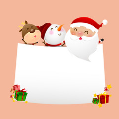 Christmas Snowman Santa claus cartoon smile on white background 001
