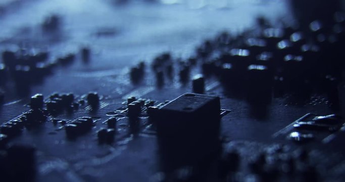 camera moving forward above computer components