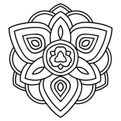 Fototapeta premium Outline Mandala. Ornamental round doodle flower isolated on white background. Geometric circle element. Vector illustration.