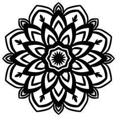 Outline Mandala. Ornamental round doodle flower isolated on white background. Geometric circle element. Vector illustration.