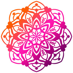 Mandala. Ornamental round doodle flower isolated on white background. Geometric circle element. Vector illustration.