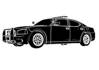 silhouette police car vector