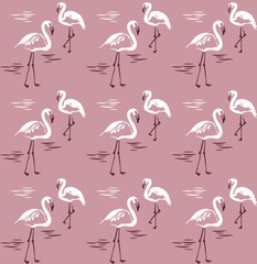Fototapeta premium Seamless vector pattern with flamingo