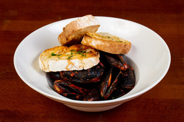 Baked Mussels with bread