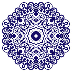 Fototapeta premium Mandala. Ornamental round doodle flower isolated on white background. Geometric circle element. Vector illustration.