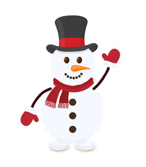Vector cartoon snowman, merry character of Christmas