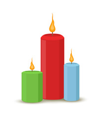 Vector set of wax candles for celebration, party