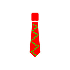 Tie icon. Red tie with green hearts