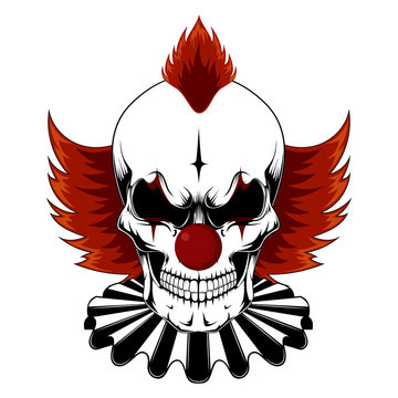 Vector image of an evil clown skull.
