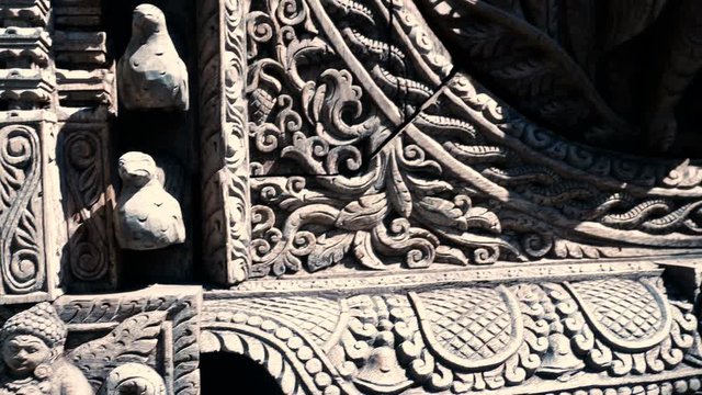 Tibetan Altar Carved In Wood In The Museum Of Reinhold Messner In Brunico