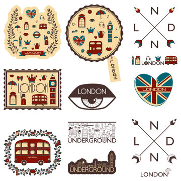 vector set with pictures on the theme of England. For those who like to travel. 