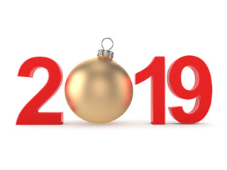 3D rendering 2019 New Year red digits