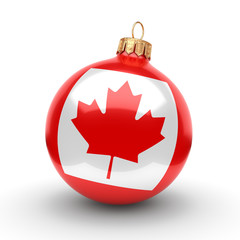 Obraz premium 3D rendering Christmas ball with the flag of Canada