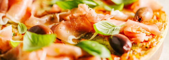 Traditional italian pizza on table