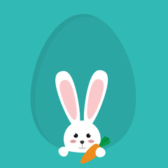 Happy Easter bunny in egg icon vector illustration