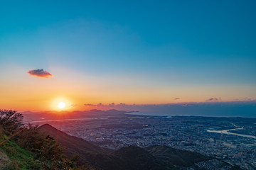 Fototapeta premium 皿倉山展望台から眺める夕暮れ