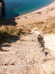 Fototapeta na wymiar durdle door nature coastline coast sea special landscape dorset south tourists tourism stairs down
