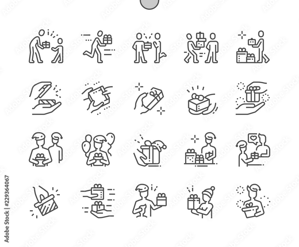 Poster giving well-crafted pixel perfect vector thin line icons 30 2x grid for web graphics and apps. simpl