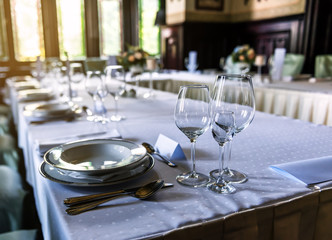 glasses on the wedding table