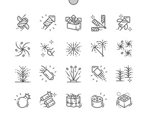 Firework Well-crafted Pixel Perfect Vector Thin Line Icons 30 2x Grid for Web Graphics and Apps. Simple Minimal Pictogram
