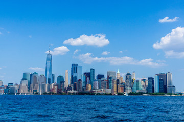 Fototapeta na wymiar Manhattan Downtown Panorama viewed from Ellis Island, New York City