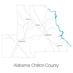 Detailed map of county in Chilton Alabama, USA