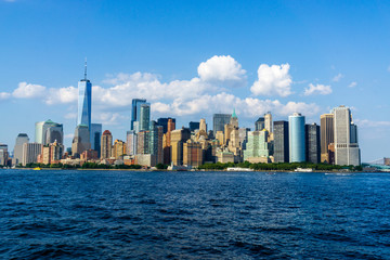 Obraz premium Manhattan Downtown Panorama viewed from Ellis Island, New York City