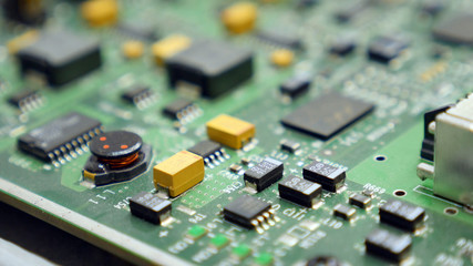 Electronic printed circuit board with many electrical components