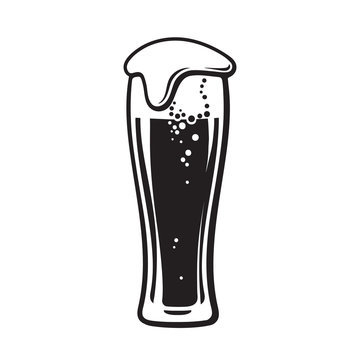 recommend clip art: Glass of beer with foam. Hand drawn vector illustration isolated on white.