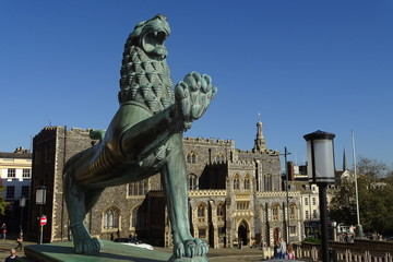 Lion statue, Norwich Guildhall, Norfolk, England, UK
