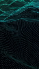 Abstract landscape background. Cyberspace grid. Hi-tech network. 3D illustration