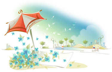 Fototapeta premium Close-up of a beach umbrella