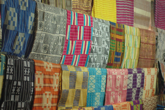 Bright African Fabrics in Artisan's Workshop