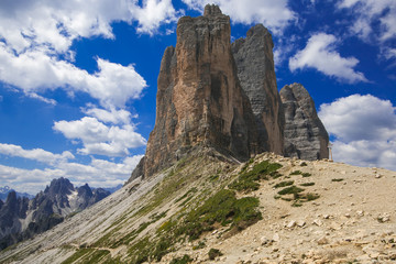 Splendida veduta delle Tre Cime di Lavaredo a Sesto, Alto Adige, Italia