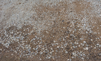 Background of brown gravel of various sizes and textures.