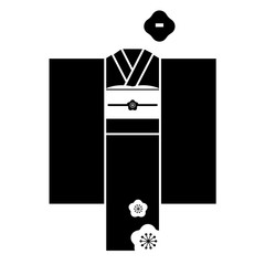 ベクター　着物　振袖　正月　アイコン
