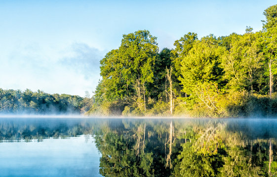 Tranquil misty lake