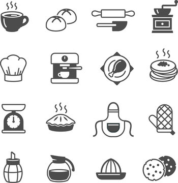 Kitchen and food icon set