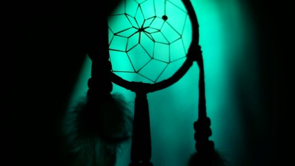 Cinematic scene with Dreamcatcher including feathers and copyspace