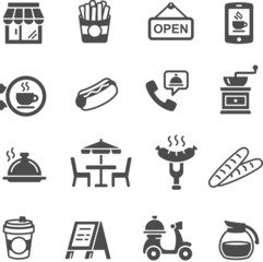 fast food icons set