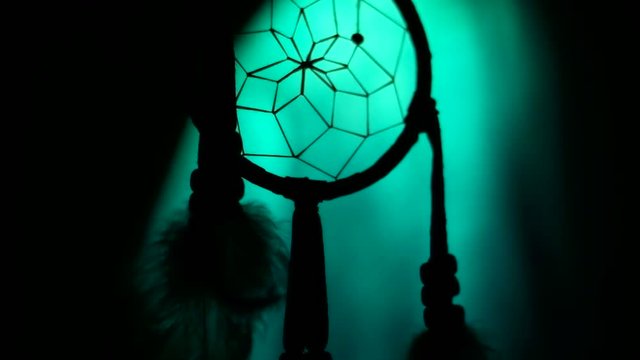 Cinematic scene with Dreamcatcher including feathers and copyspace