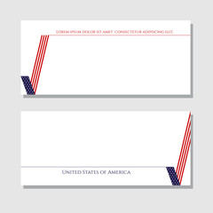 Patriotic background check mark card with American flag Design element for templates layouts cards banners brochures Patriotic theme with flag of USA for business on independence day Vector Header