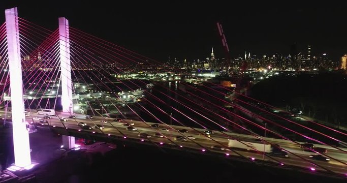 Aerial around Kosciuszko Bridge, Queens and Brooklyn