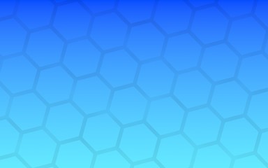 Translucent honeycomb on a gradient blue sky background. Perspective view on polygon look like honeycomb. Isometric geometry. 3D illustration