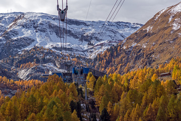 Amazing Autumn panorama to Zermatt Resort, Alps, Switzerland