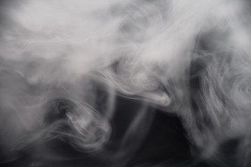 Cigarette Smoke On Black Background Detailed Close-Up