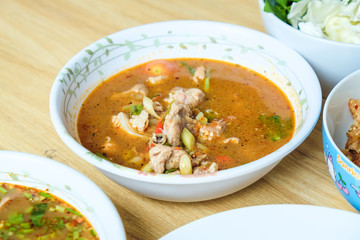 Set of spicy Thai traditional kerry and vegetable