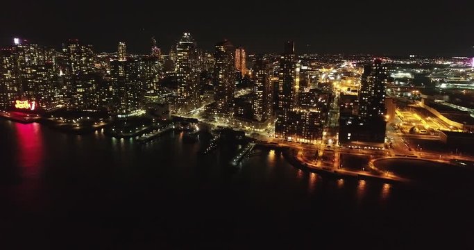 Aerial of Long Island City at Night