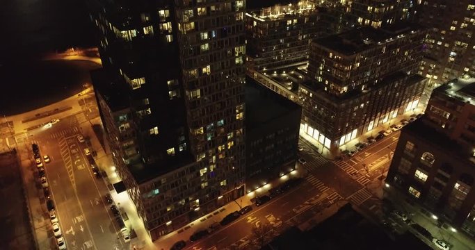 Aerial of Long Island City at Night